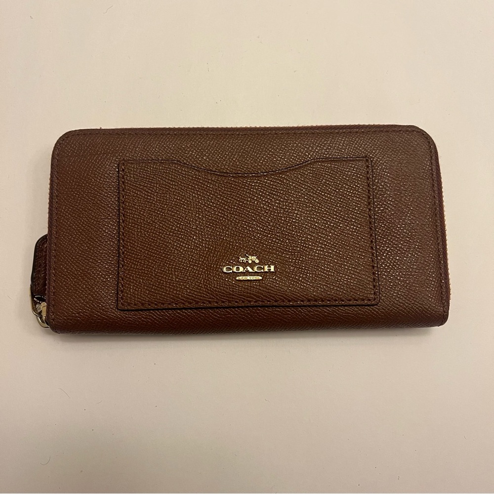 Coach Long Zip Wallet,‎ Brown/gold Accent